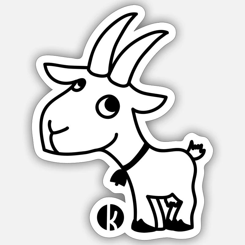 Ziege - Goat - Sticker taille S (10 x 10 cm) - blanc mat