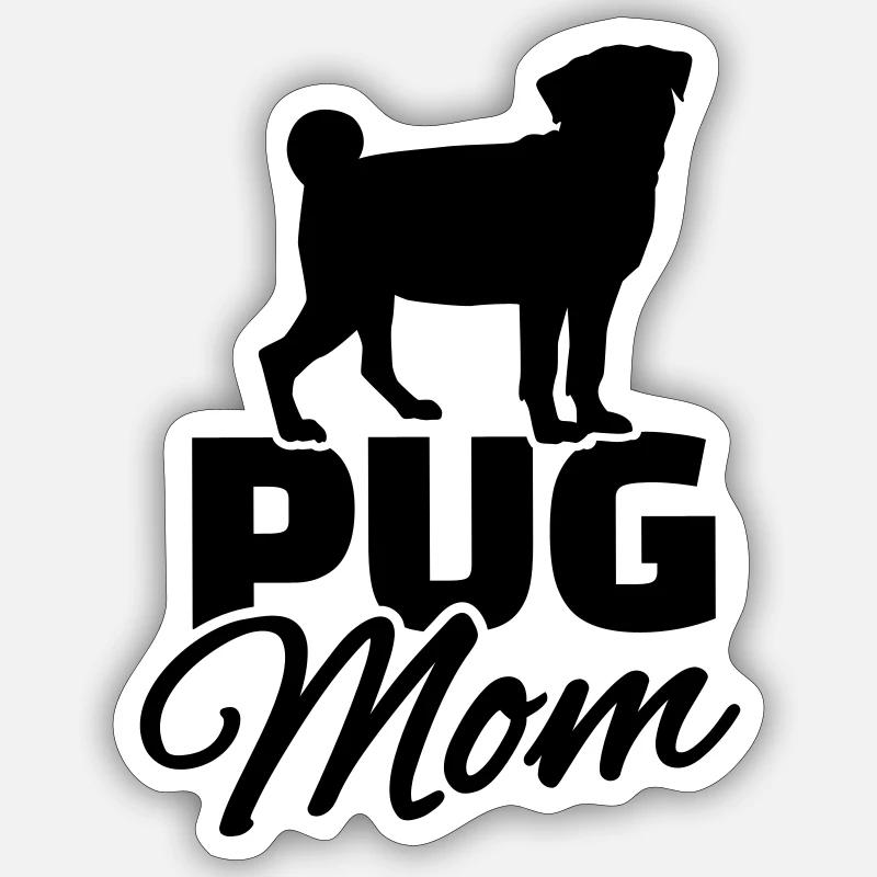 Mops - Sticker Größe S (10 x 10 cm) - Mattweiß