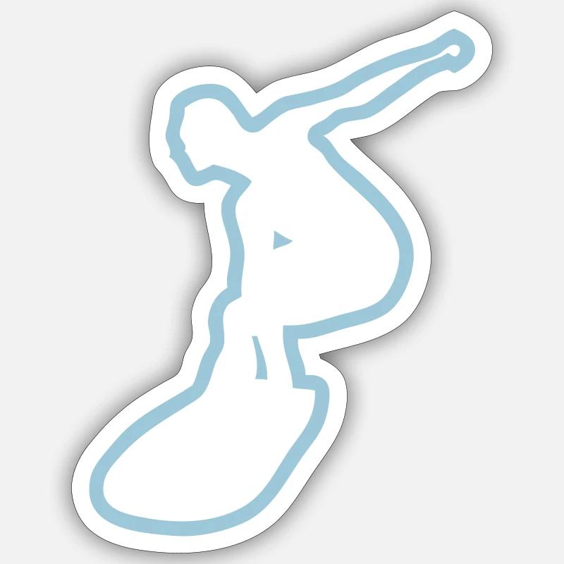 surfer surfeur - Sticker taille S (10 x 10 cm) - blanc mat
