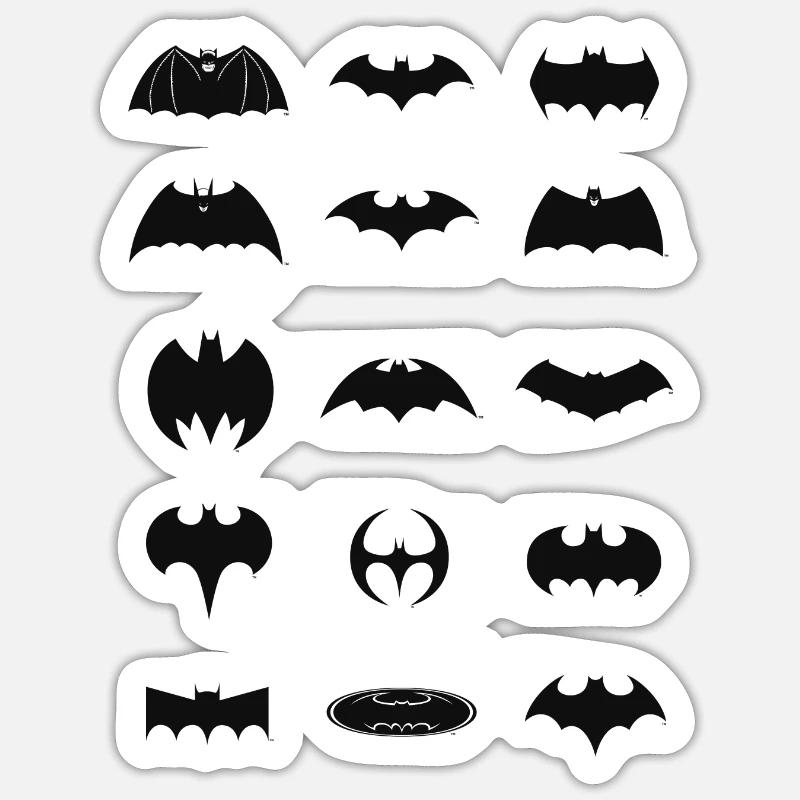 Batman Logo History - Sticker størrelse S (10 x 10 cm) - mat hvid