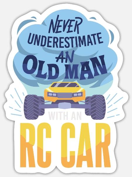 Old Man With A RC Car - Sticker Größe S (10 x 10 cm) - Mattweiß