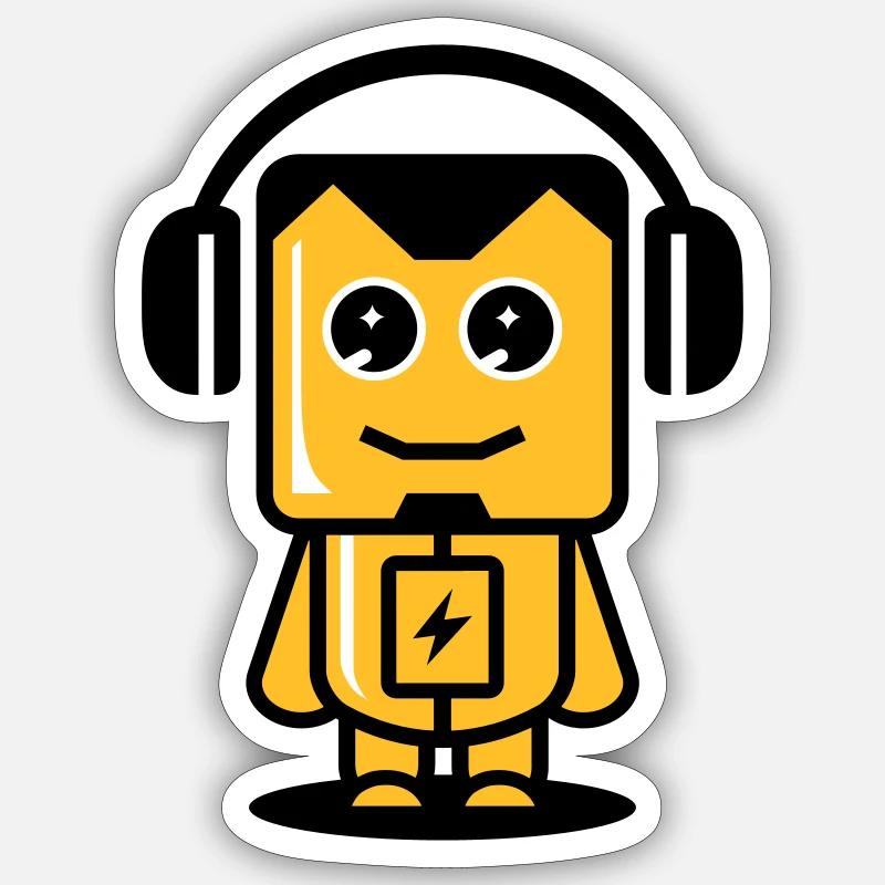 Robot drôle 03 - Sticker taille S (10 x 10 cm) - blanc mat