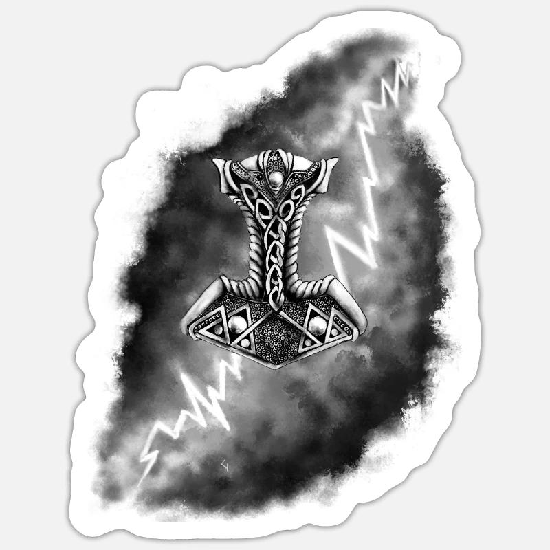 Marteau de Thor Sticker taille S (10 x 10 cm)