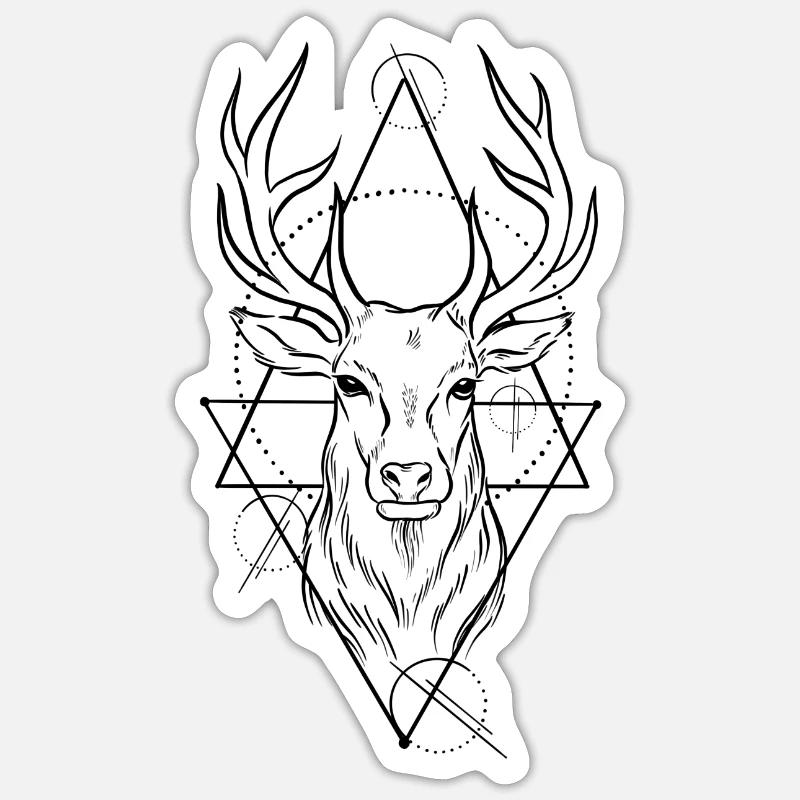 Deer geometry design - Sticker Größe S (10 x 10 cm) - Mattweiß