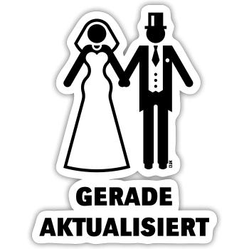 Gerade Aktualisiert (Nerd Flitterwochen Hochzeit) - Sticker Größe S (10 x 10 cm) - Mattweiß - Vorne