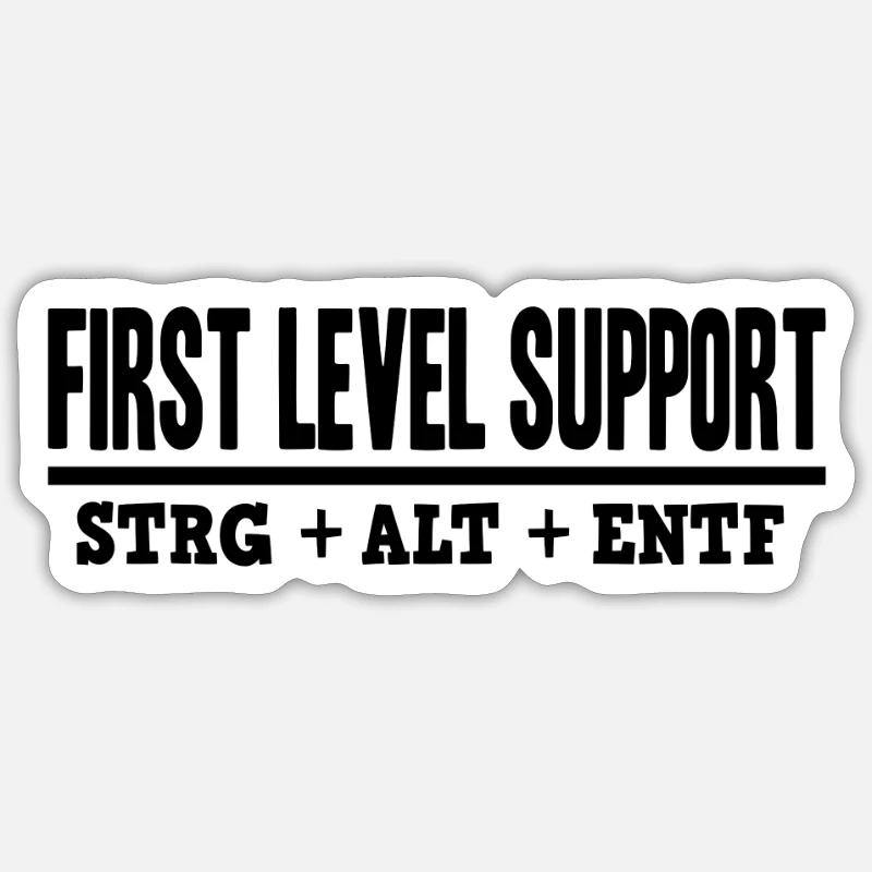 First Level Support CTRL ALT DEL / STRG ALT ENTF - Sticker Größe S (10 x 10 cm) - Mattweiß