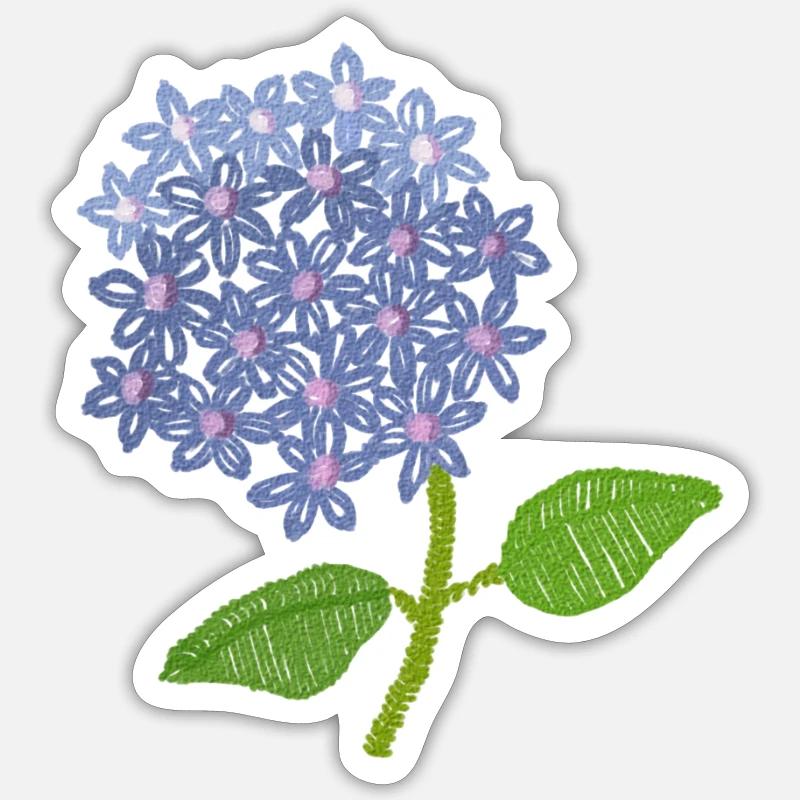 embroidered hydrangea - Sticker size S (10 x 10 cm) - white matte