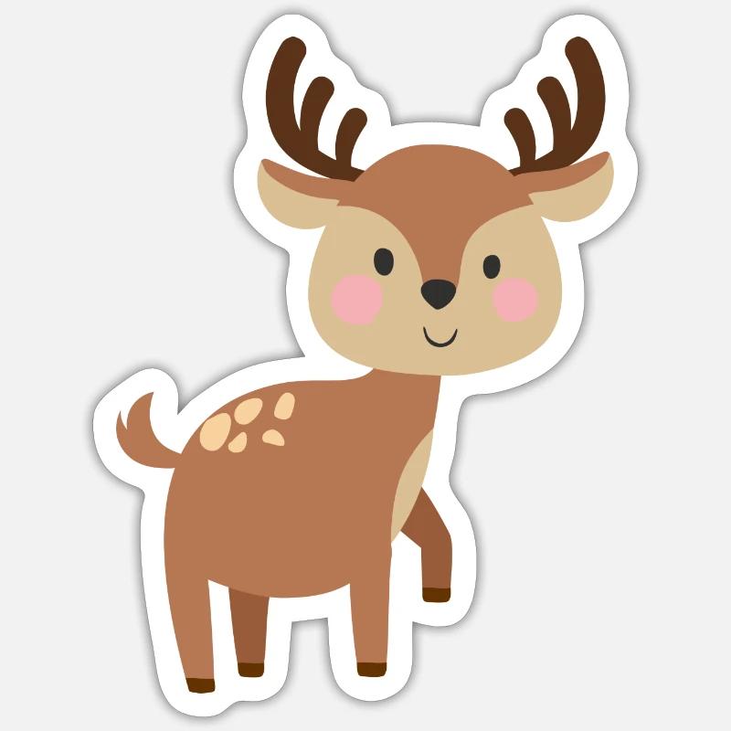 Cerf doux - Sticker taille S (10 x 10 cm) - blanc mat