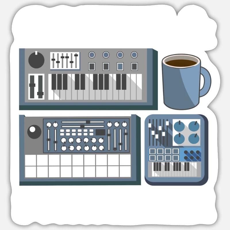 Modular Synthesizer Synth Analog Kaffee Coffee Sticker Größe S (10 x 10 cm)