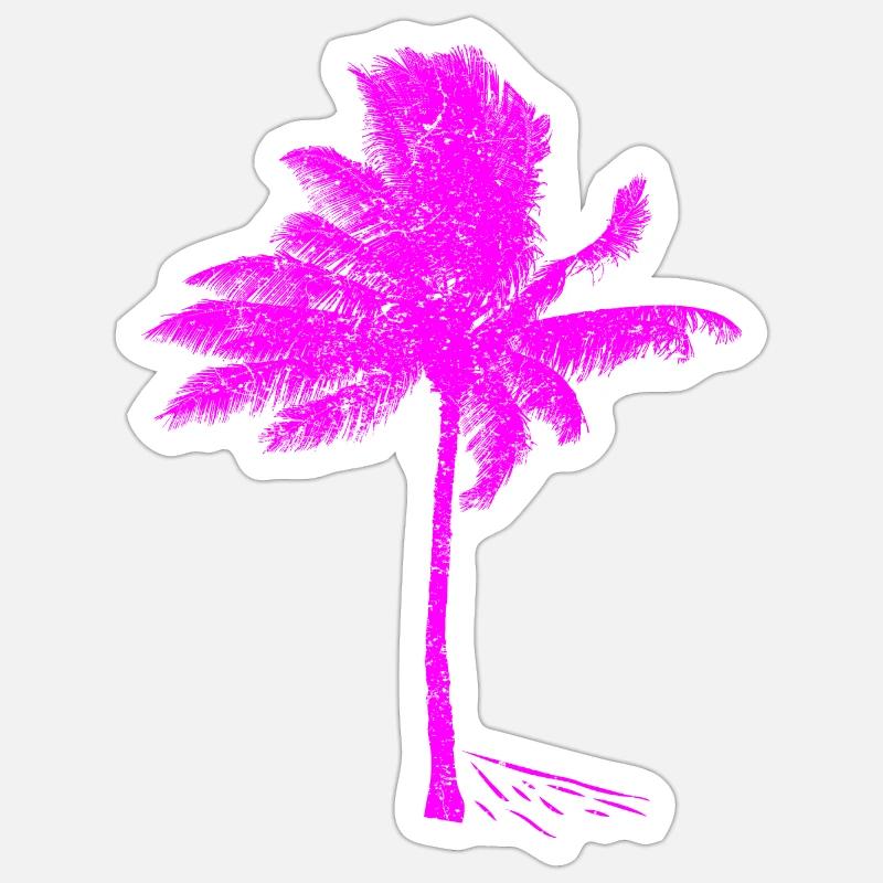 Neon Pink Palm Tree Silhouette - Sticker size S (10 x 10 cm) - white matte
