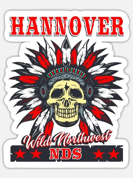 Hannover Niedersachsen T Shirtim Wildwest Design - Sticker Größe S (10 x 10 cm) - Mattweiß