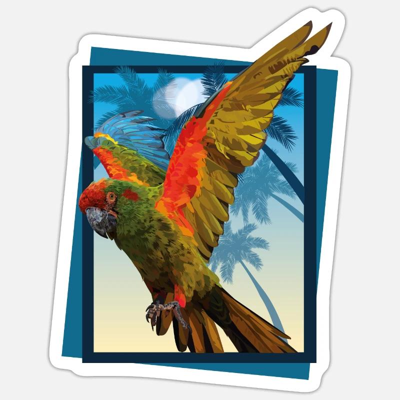Red-fronted macaw - Sticker size S (10 x 10 cm) - white matte