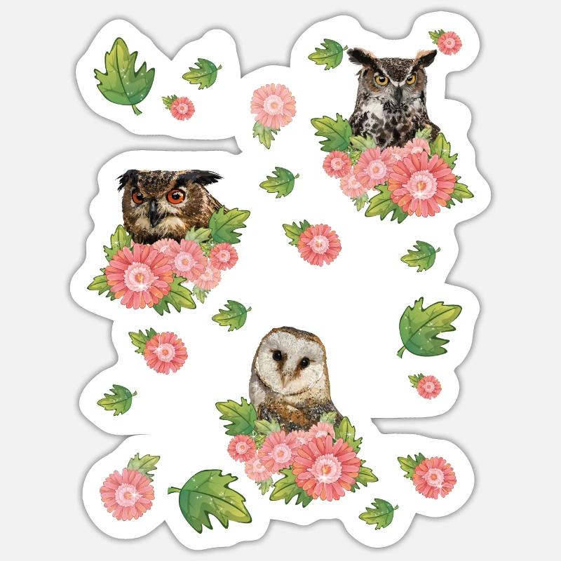 Eule und Eulen Sticker Größe S (10 x 10 cm)