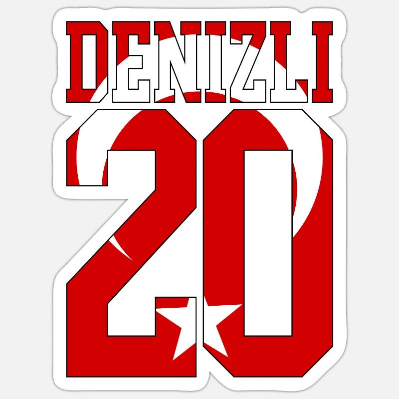 Denizli 20 Drapeau turc - Sticker taille S (10 x 10 cm) - blanc mat