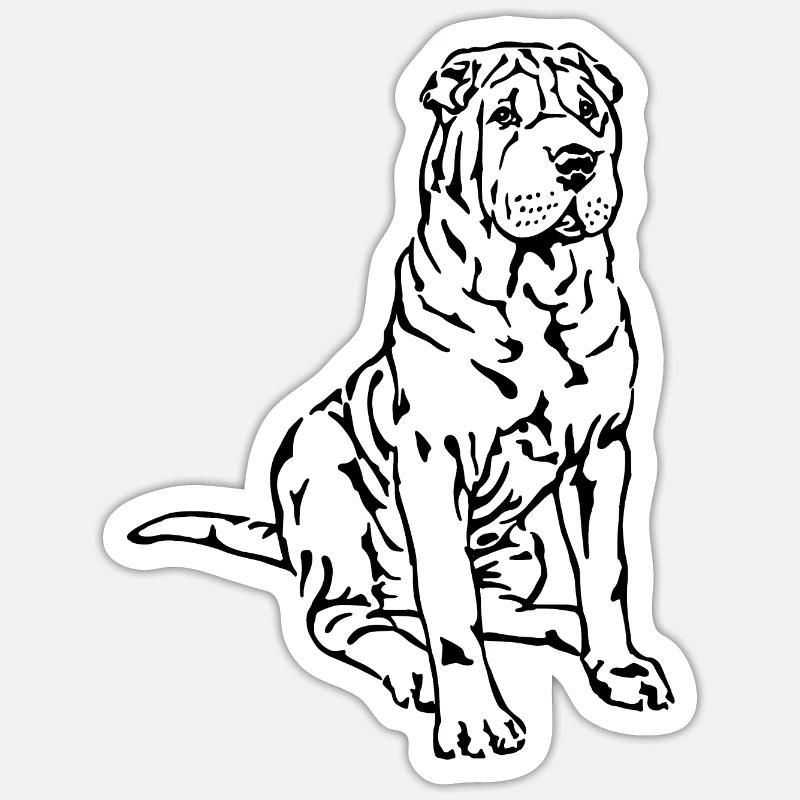 Shar-Pei - Sticker taille S (10 x 10 cm) - blanc mat
