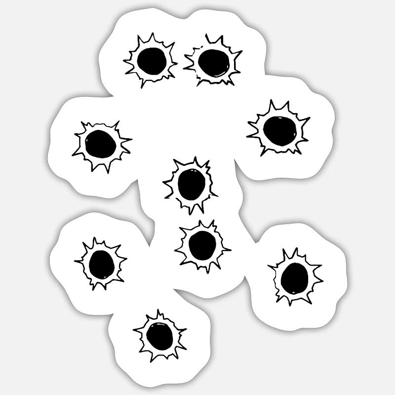 Einschusslöcher - Sticker Größe S (10 x 10 cm) - Mattweiß