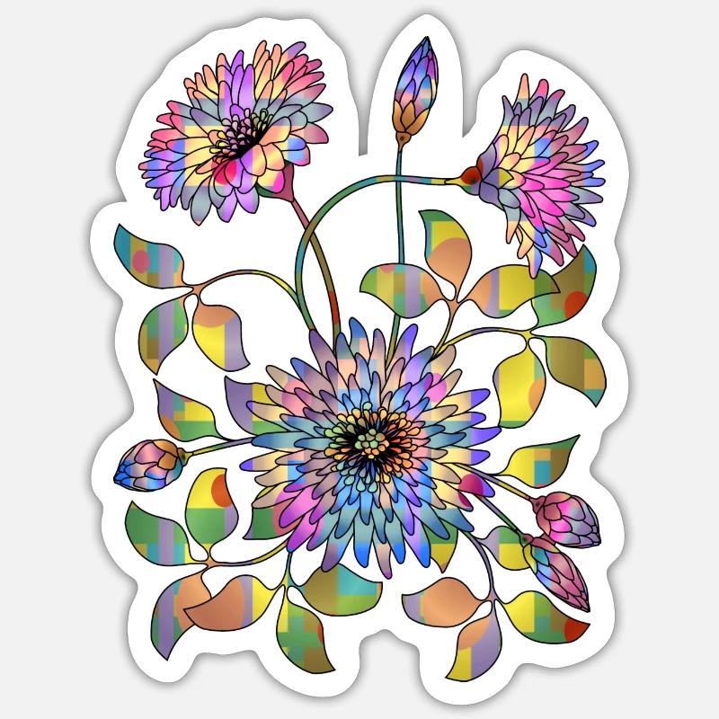 Fleurs - Sticker taille S (10 x 10 cm) - blanc mat