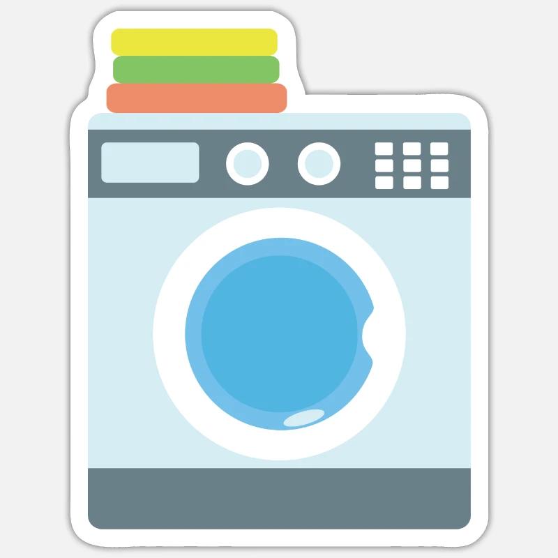Machine à laver - Sticker taille S (10 x 10 cm) - blanc mat