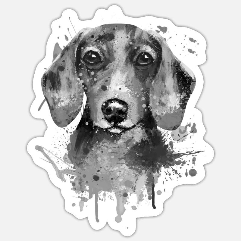 Illustration de teckel teckel teckel gris Sticker taille S (10 x 10 cm)