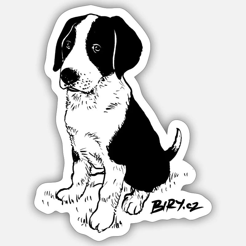 Chien chiot Buddy - Sticker taille S (10 x 10 cm) - blanc mat