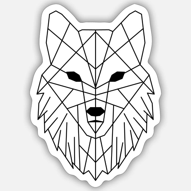 Geometrischer Wolf Polygon Waldtier - Sticker Größe S (10 x 10 cm) - Mattweiß