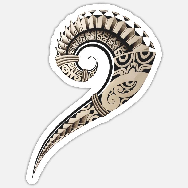 Polynesian hook ribs - Sticker size S (10 x 10 cm) - white matte