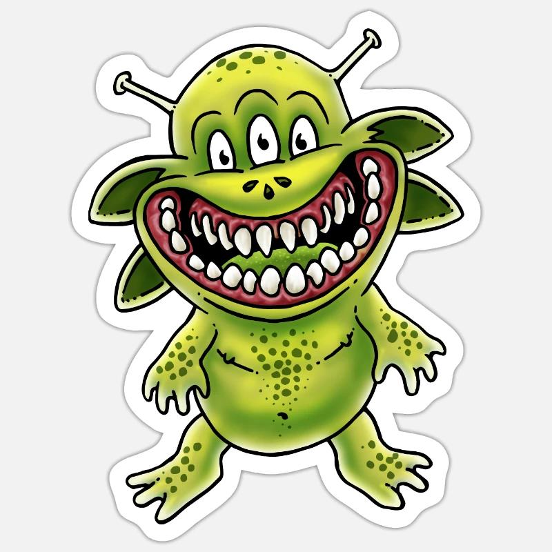 Extraterrestre - Sticker taille S (10 x 10 cm) - blanc mat