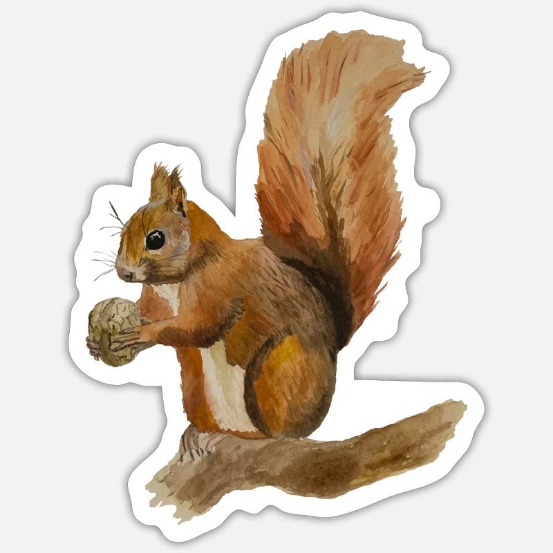 Eichhörnchen - Sticker Größe S (10 x 10 cm) - Mattweiß