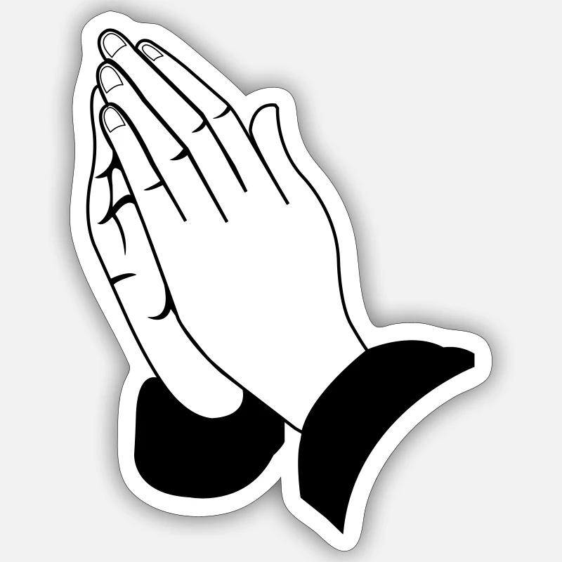 hands pray - Sticker size S (10 x 10 cm) - white matte