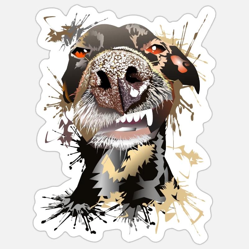 Chien Dobermann - Sticker taille S (10 x 10 cm) - blanc mat