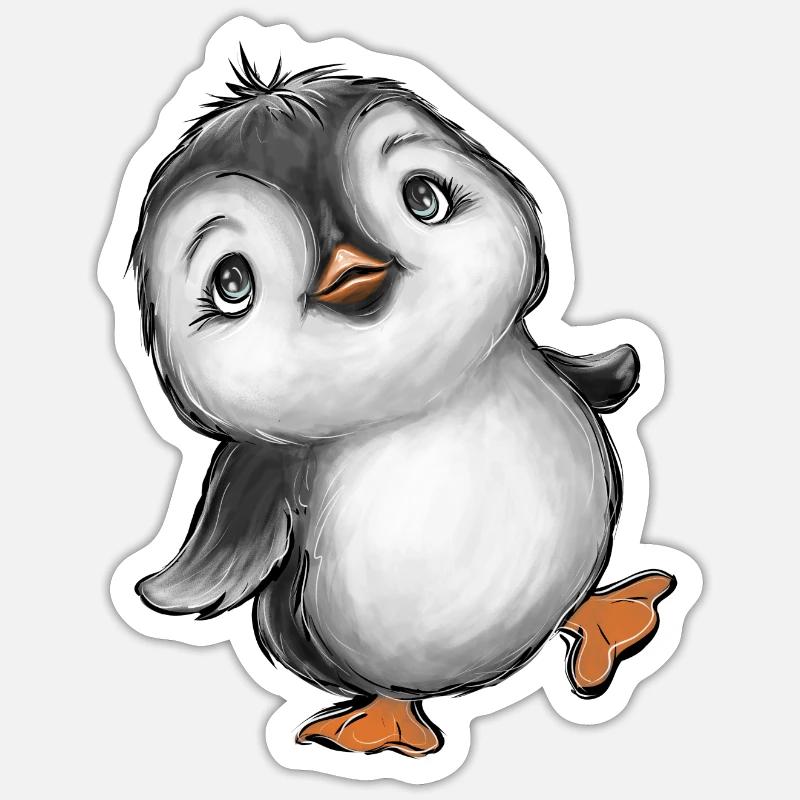 PINGOUIN - Sticker taille S (10 x 10 cm) - blanc mat