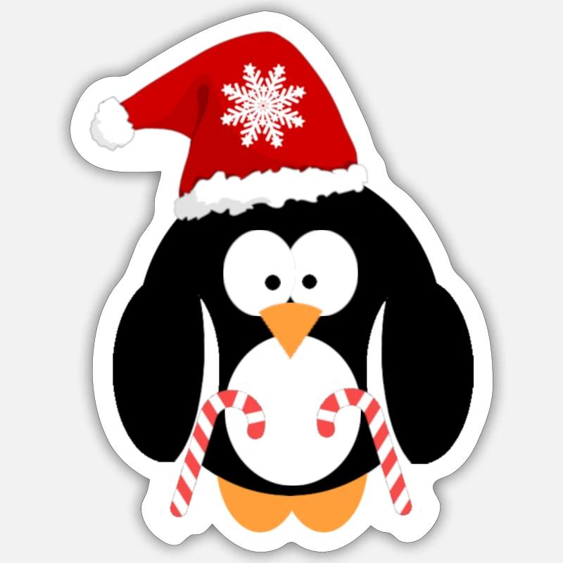 Pingouin Noël - Sticker taille S (10 x 10 cm) - blanc mat