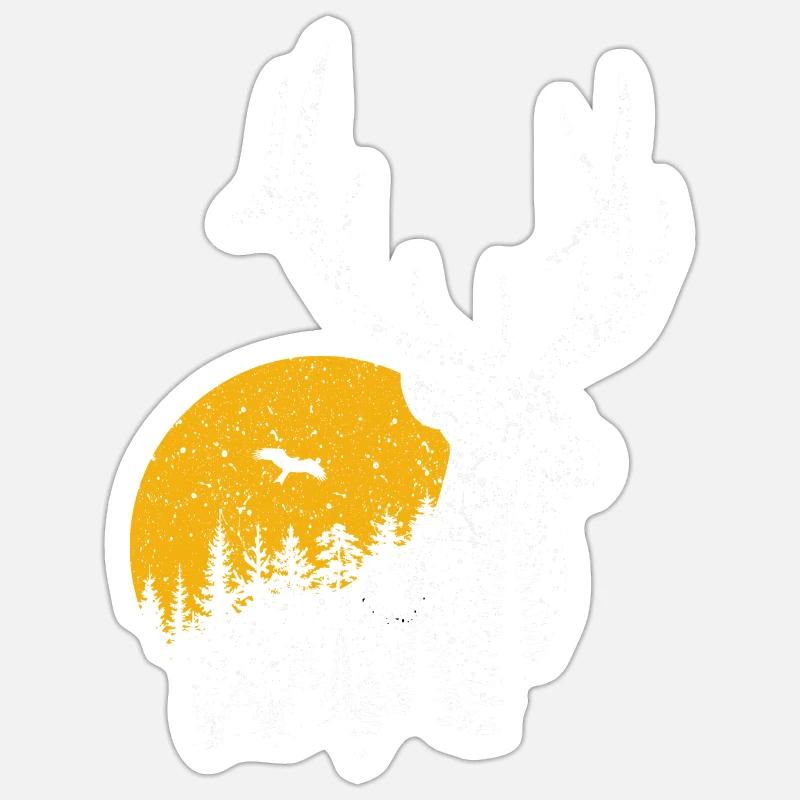 cerf - Sticker taille S (10 x 10 cm) - blanc mat