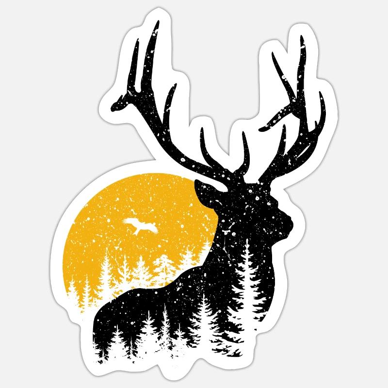 Hirsch - Sticker Größe S (10 x 10 cm) - Mattweiß