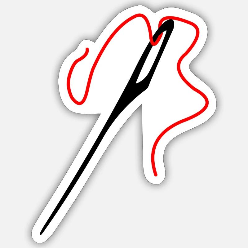 Needle and thread - Sticker size S (10 x 10 cm) - white matte