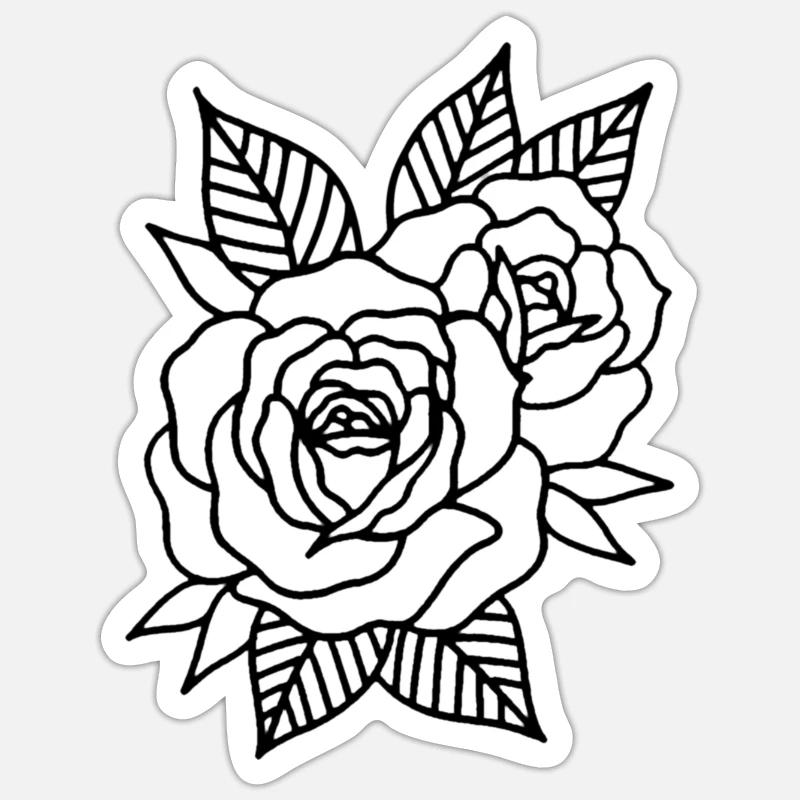 Rose ein - Sticker Größe S (10 x 10 cm) - Mattweiß