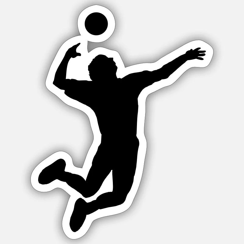 Volleyball sauté coup ou service - Sticker taille S (10 x 10 cm) - blanc mat