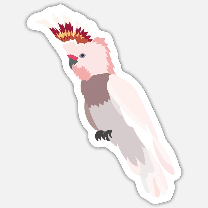 Perroquet - cacatoès rose - Sticker taille S (10 x 10 cm) - blanc mat