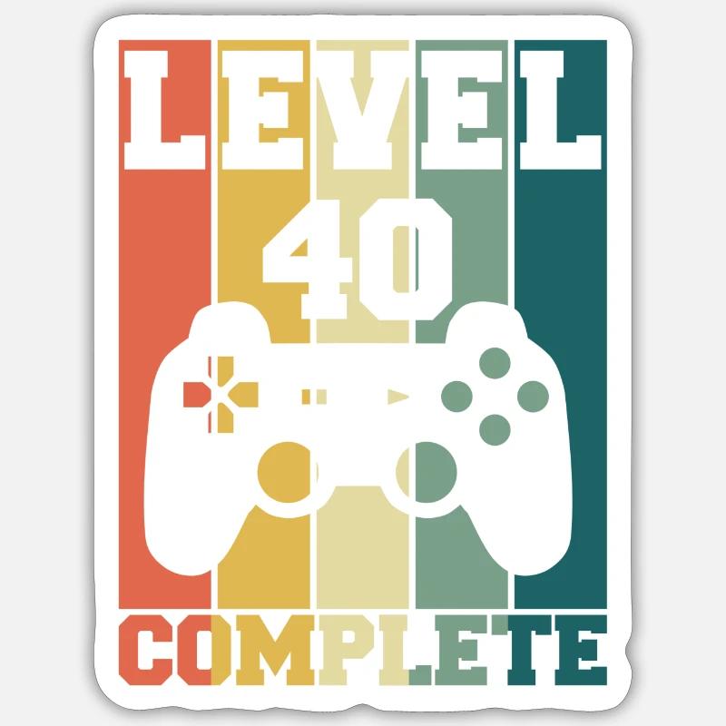 Level 40 Complete Gamer Geburtstag - Sticker Größe S (10 x 10 cm) - Mattweiß