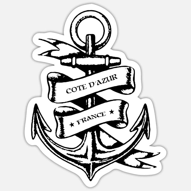 Côte d'Azur - Sticker taille S (10 x 10 cm) - blanc mat
