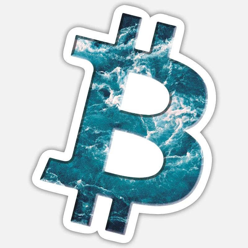 Bitcoin Logo Texture de l’eau - Sticker taille S (10 x 10 cm) - blanc mat
