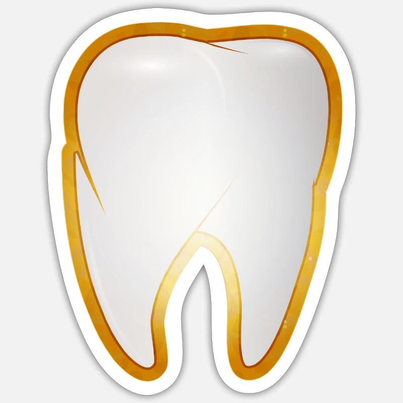 Une dent dans le cadre doré style de dent d’or - Sticker taille S (10 x 10 cm) - blanc mat