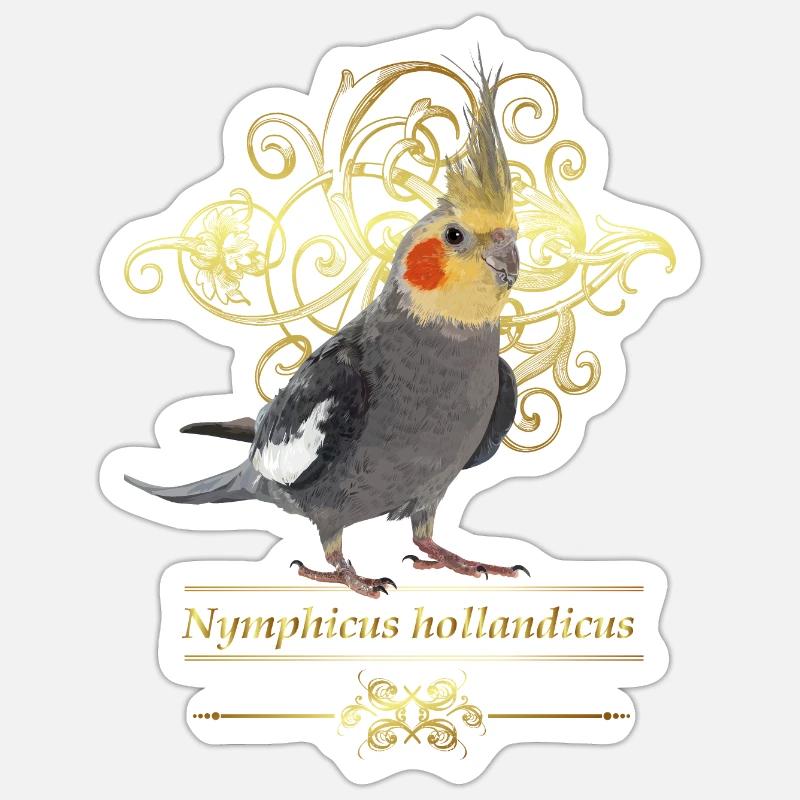 Cacatoès Nympha - Sticker taille S (10 x 10 cm) - blanc mat