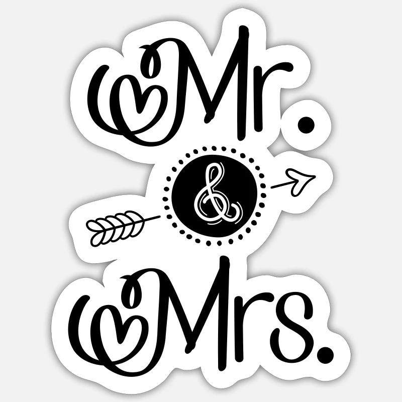 Mr. and Mrs. - Sticker Größe S (10 x 10 cm) - Mattweiß