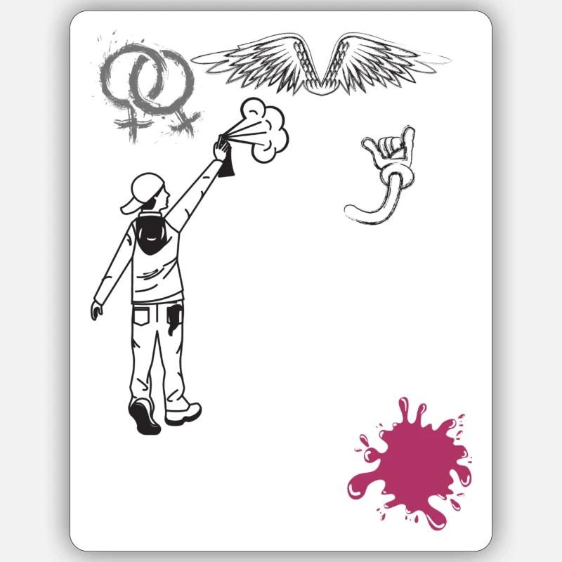 graffitis de rue - Sticker taille S (10 x 10 cm) - blanc mat