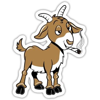 Les chèvres fument - Sticker taille S (10 x 10 cm) - blanc mat - Devant