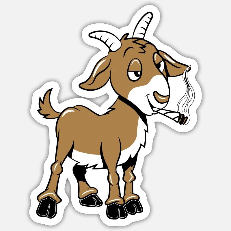 Goat kiffen joint - Sticker size S (10 x 10 cm) - white matte