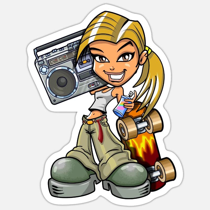 Patineuse - Sticker taille S (10 x 10 cm) - blanc mat