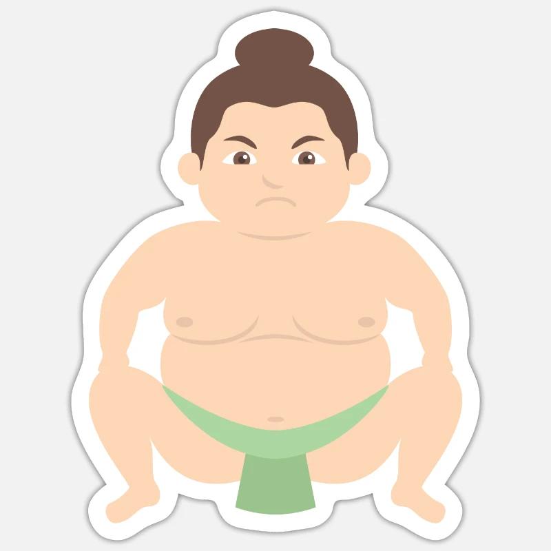 Lutteur sumo - Sticker taille S (10 x 10 cm) - blanc mat
