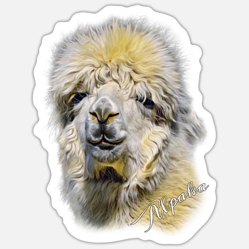 Alpaca - Alpaca Head - Sticker size S (10 x 10 cm) - white matte